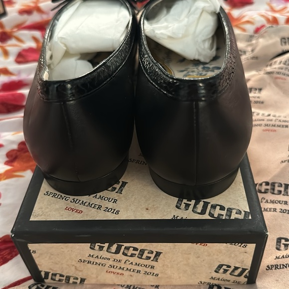 GUCCI NIB Malaga Kid / Elaphe Radiata Lux Black Ballet Flats Size 40 - Picture 4 of 5